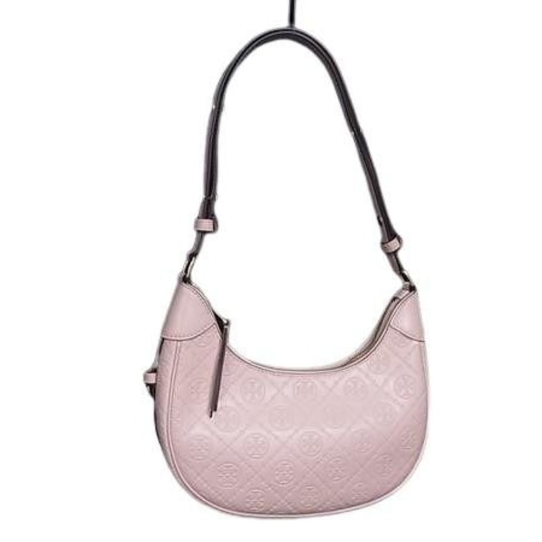 TORY BURCH Shoulder Bag, T Monogram Embossed Crescent Pink Leather, Women's