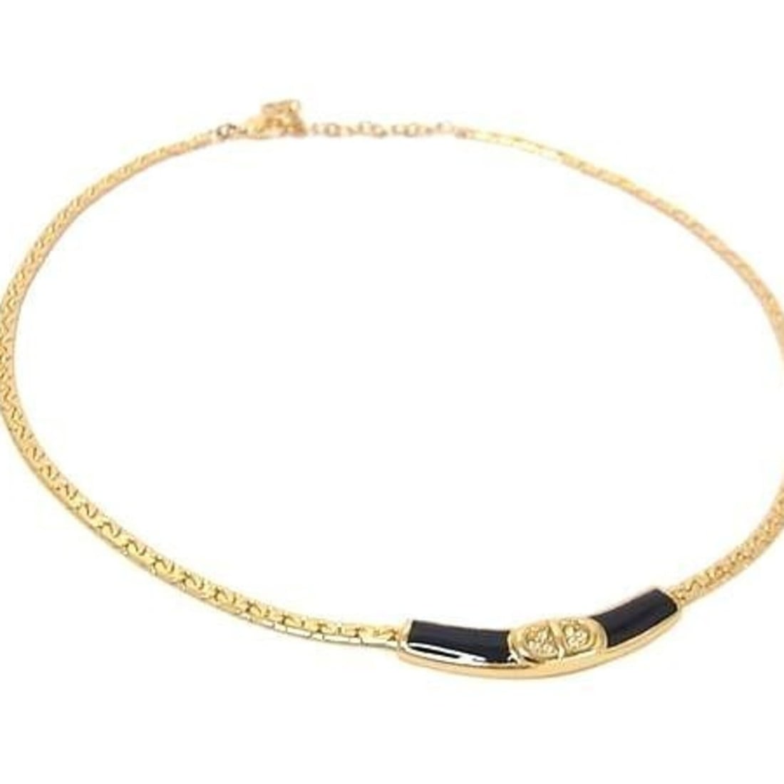 Christian Dior Gold Metal Necklace with Rhinestones for Women (1 of 10)