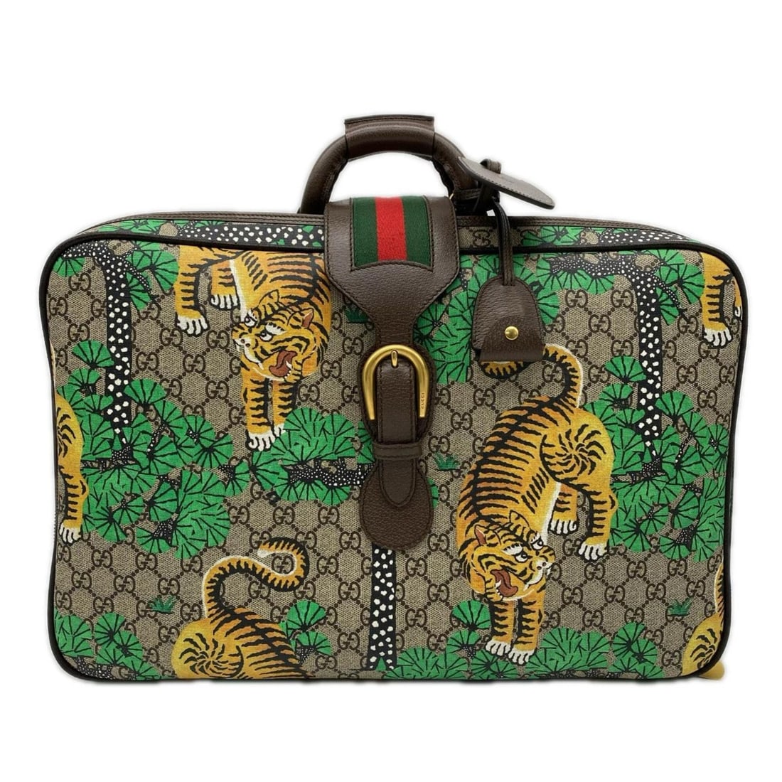 GUCCI GG Supreme Sherry Line Bengal Tiger Boston Bag 424501 Beige Multicolor Leather Men's: --- Catalog ---Category: SizeSize (HxWxD): 30cm x 46.5cm x 17cm / 11.81'' x 18.3'' x 6.69''Handle Length: 22cm / 8.66''Category: DesignType: Boston bagColor: Beige, Multi-colorGender: MenMaterial: Coa