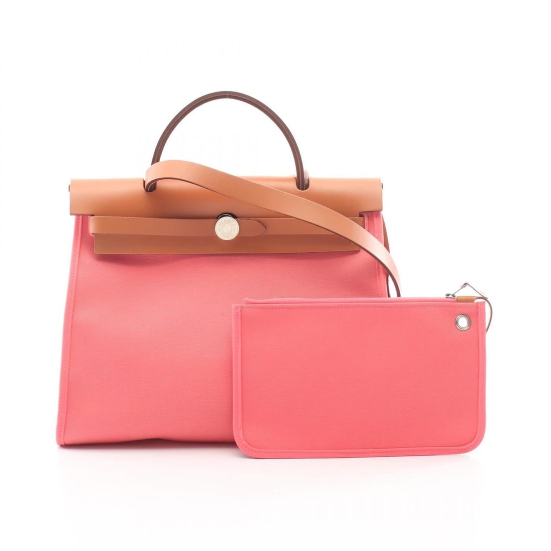 Hermes Herbag Zip PM 2-Way Handbag, Canvas and Leather, Toile Officier, Vache Hunter, Pink/Brown (1 of 12)