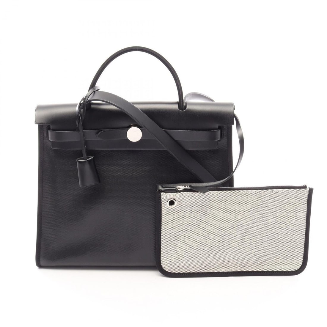 Hermes Herbag Zip PM 2-Way Handbag, Canvas Leather, Toile H Berlinne, Vache Hunter, Women's, (1 of 11)