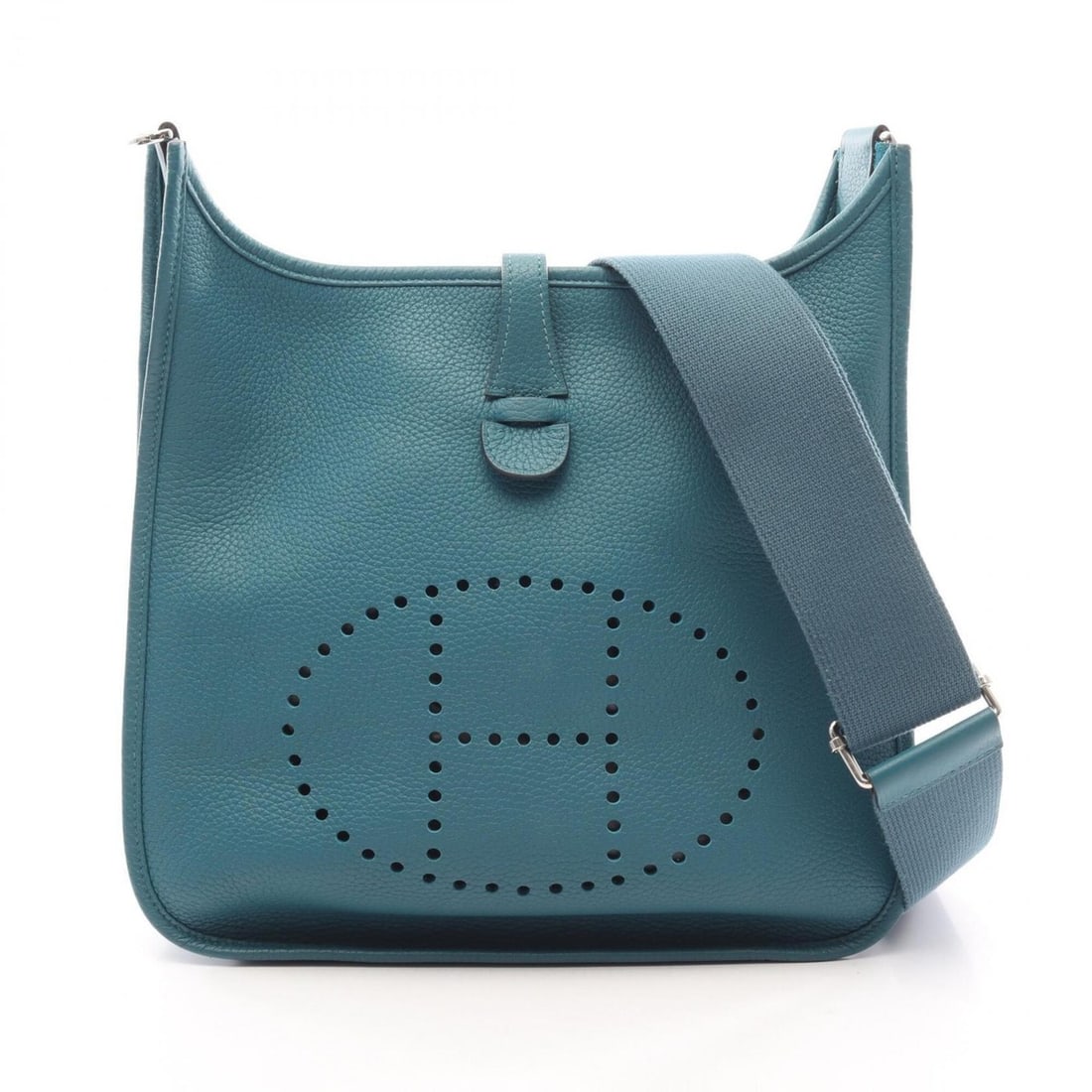 Hermes Evelyne 3 Trois PM 2-Way Shoulder Bag/Handbag, Leather, Taurillon Clemence Women's, Green: --- Catalog ---Category: SizeSize (HxWxD): 26.5cm x 28cm x 7cm / 10.43'' x 11.02'' x 2.75''Category: DesignType: Shoulder bagColor: GreenGender: WomenMaterial: Taurillon clemence leather Category: Gen
