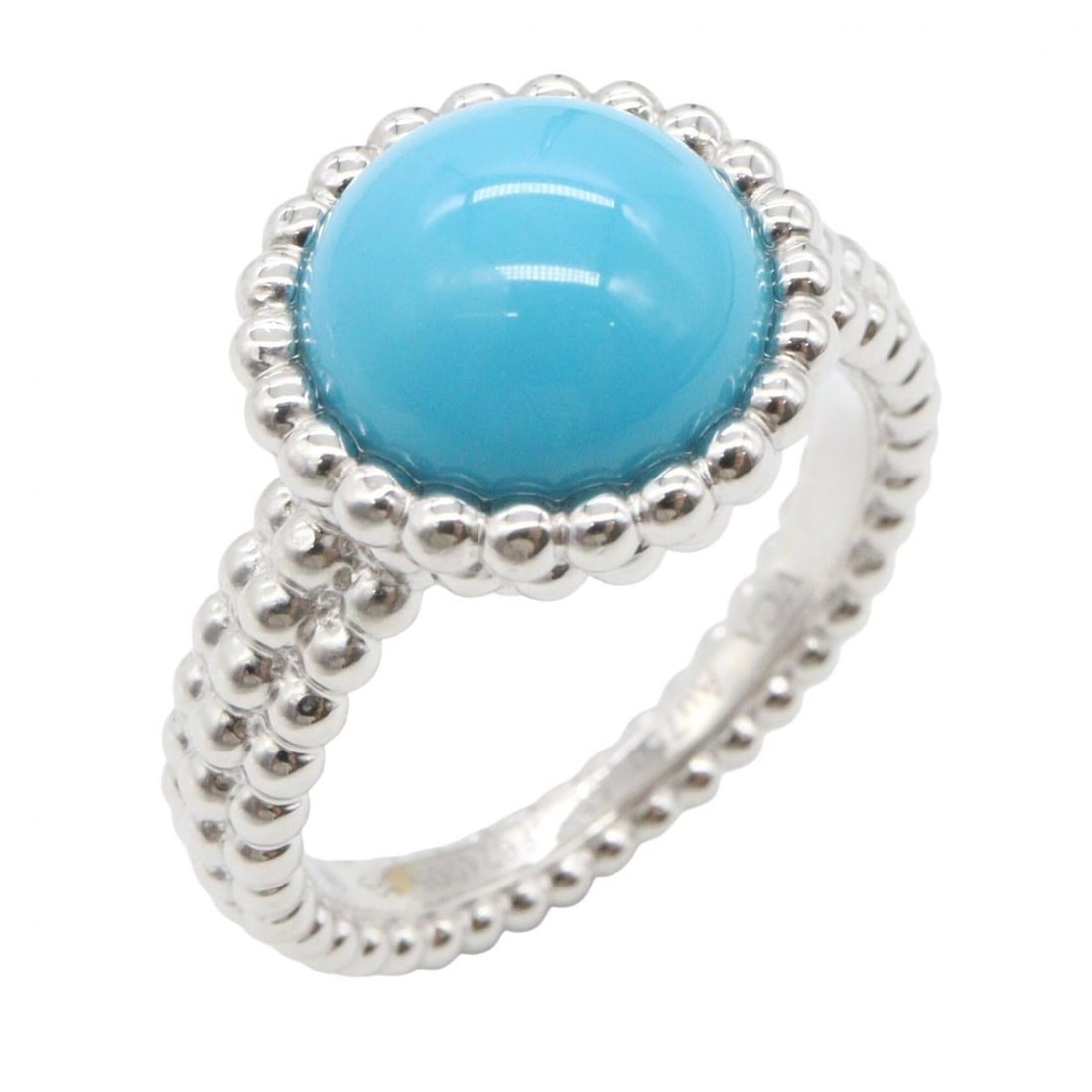 Van Cleef & Arpels Perlee Turquoise Ring, 18K White Gold (18KWG), Turquoise, Women's, Silver/Blue: --- Catalog ---Category: SizeJP Size: 11US Size: 6Category: DesignType: Band ringColor: Blue, SilverGender: WomenMaterial: White gold (18K)Category: GeneralMPN: VCARP4DQ52Brand: Van Cleef & Arpels--- 