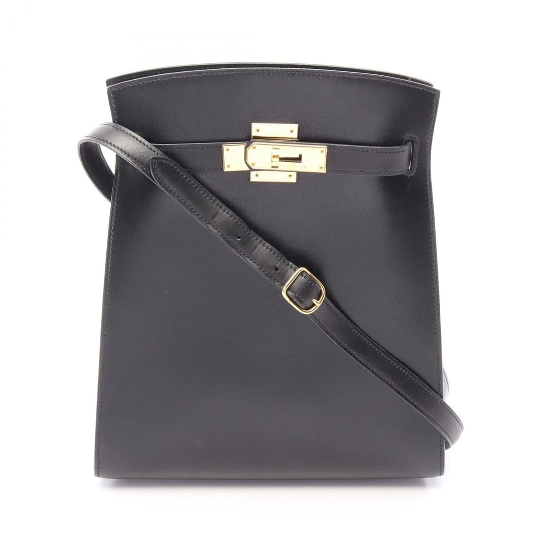 Hermes Kelly Sport MM Shoulder Bag/Handbag, Calfskin (Cowhide), Box Calf Leather, Women's, Black: --- Catalog ---Category: SizeSize (HxWxD): 28cm x 25cm x 11cm / 11.02'' x 9.84'' x 4.33''Category: DesignType: Handbag, Shoulder bagColor: BlackGender: WomenMaterial: Box calf leather , Leather Leathe