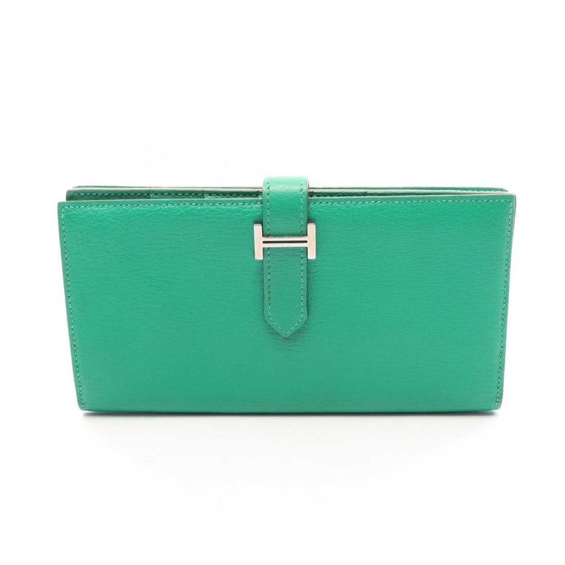 Hermes Bearn Soufflé Bi-fold Long Wallet, Leather, Chevre Women's, Green (1 of 13)