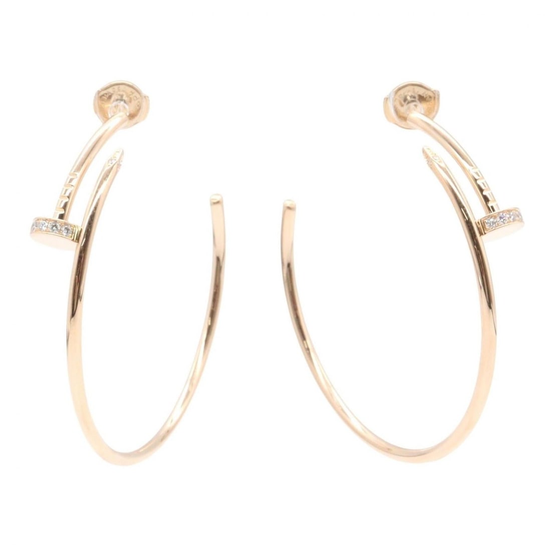 Cartier Juste un Clou Hoop Diamond Earrings, 18K Pink Gold (PG), Diamond, Women's, Tone, Clear (1 of 14)