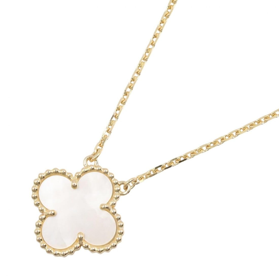 Van Cleef & Arpels Vintage Alhambra Mother-of-Pearl Necklace, 18K (Yellow Gold), Mother-of-Pearl,: --- Catalog ---Category: SizePendant Size: 15mm x 15mm / 0.59'' x 0.59''Neck Circumference: 37 cm - 41.5 cm / 14.56'' - 16.33''Category: DesignColor: Gold, WhiteGender: WomenMaterial: Yellow gold (18K