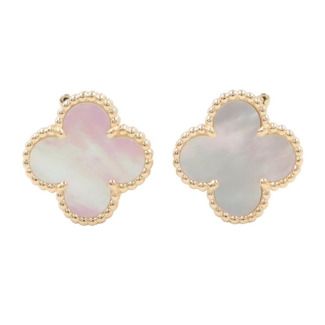 Van Cleef & Arpels Vintage Alhambra Earrings, Mother of Pearl 18K (Yellow Gold), Women's, Gold/White: --- Catalog ---Category: SizeSize (HxWxD): 15.00mm x 15.00mm / 0.59'' x 0.59''Category: DesignType: Stud earringsColor: Gold, WhiteGender: WomenMaterial: Yellow gold (18K)Category: GeneralMPN: VCARA44
