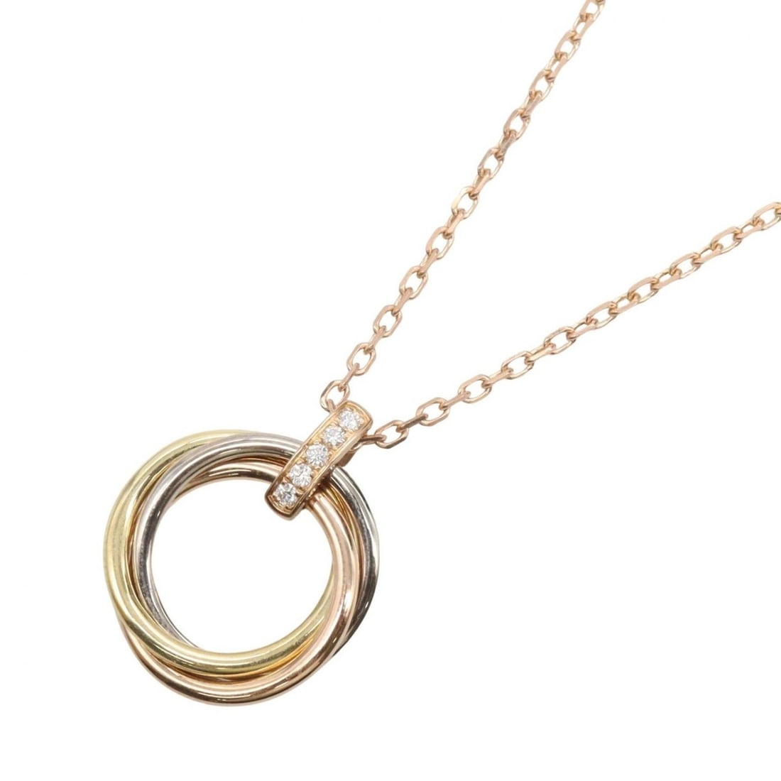 Cartier Trinity Necklace, Diamond Jewelry, 18K (Yellow Gold), 18KWG (White 18KPG (Pink Diamond,: --- Catalog ---Category: SizePendant Size: 22mm x 18mm / 0.86'' x 0.7''Neck Circumference: 41 cm / 16.14''Category: DesignColor: Pink gold, White gold, Yellow goldGender: WomenMaterial: Pink gold (18K