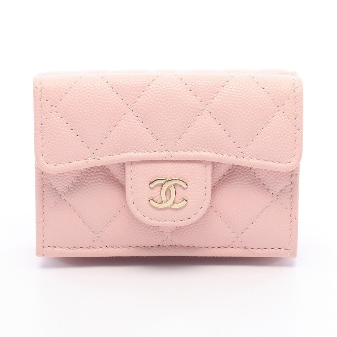 Chanel Classic Small Flap Wallet Matelassé Tri-fold Wallet, Caviar Leather (Grained Calfskin),: --- Catalog ---Category: SizeSize (HxWxD): 7.5cm x 10.5cm x 3cm / 2.95'' x 4.13'' x 1.18''Category: DesignType: Wallet (tri-fold)Color: PinkGender: WomenMaterial: Grained Calfskin Category: GeneralMPN