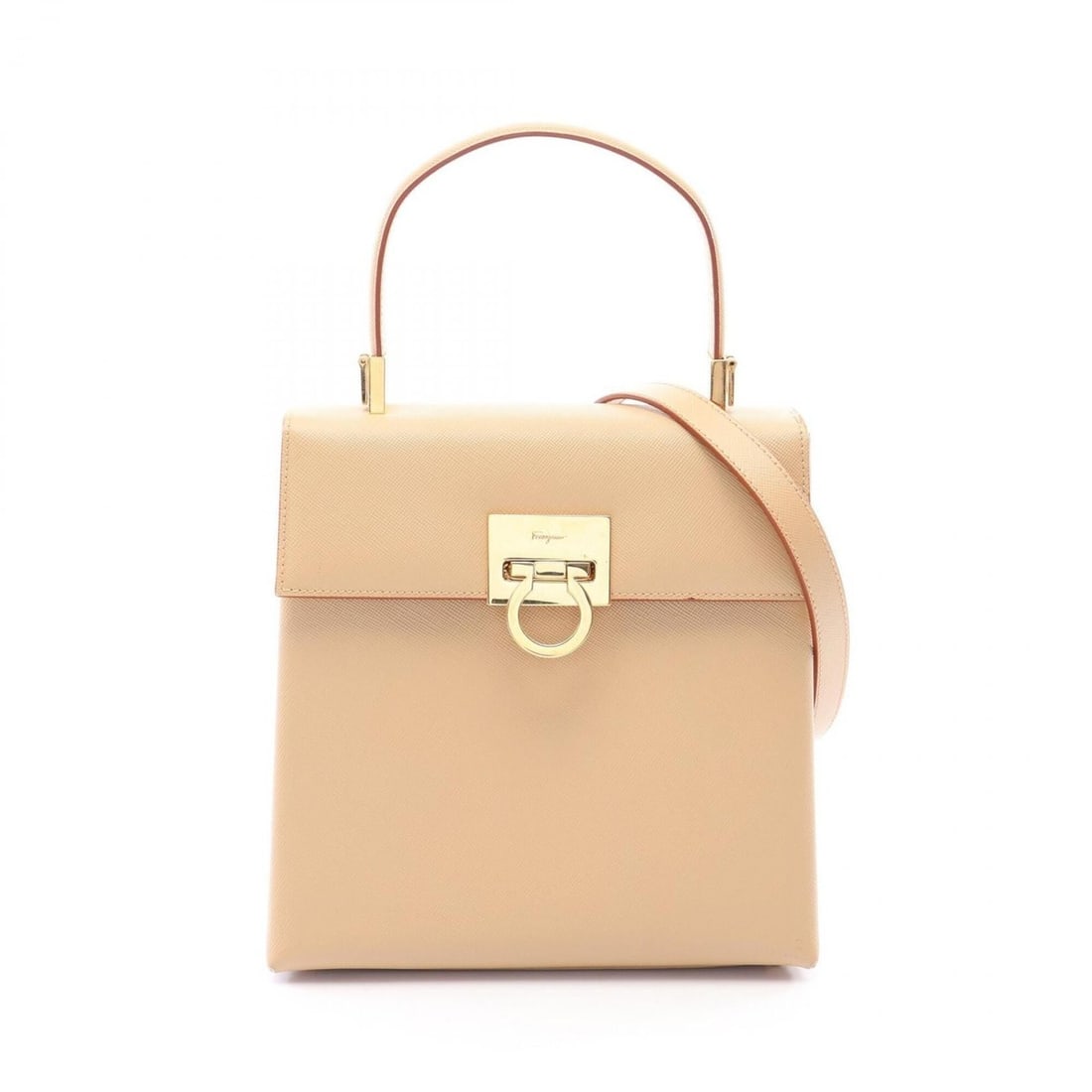 Salvatore Ferragamo Gancini 2-Way Handbag, Leather, Women's, Beige, 21 0160: --- Catalog ---Category: SizeSize (HxWxD): 19cm x 19cm x 10cm / 7.48'' x 7.48'' x 3.93''Category: DesignType: HandbagColor: BeigeGender: WomenMaterial: Leather Category: GeneralMPN: 21 0160Brand: Salv