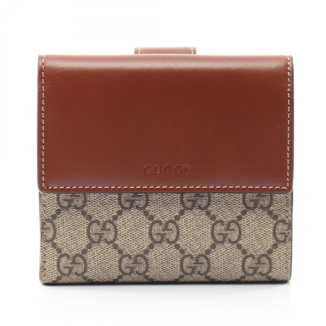 Gucci GG Supreme W-hook wallet, leather, women's, beige/brown, 410104: --- Catalog ---Category: SizeSize (HxWxD): 11cm x 12cm x 3cm / 4.33'' x 4.72'' x 1.18''Category: DesignType: Wallet (bi-fold)Color: Beige, BrownGender: WomenMaterial: Leather , PVC Category: GeneralMP