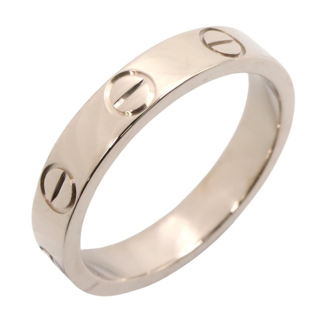 Cartier Mini Love Ring, 18K White Gold (18KWG), Women's, Silver Tone, B4085100: --- Catalog ---Category: SizeJP Size: 7.5US Size: 4Category: DesignType: Band ringColor: SilverGender: WomenMaterial: White gold (18K)Category: GeneralMPN: B4085100Brand: Cartier--- Item List ---Secti