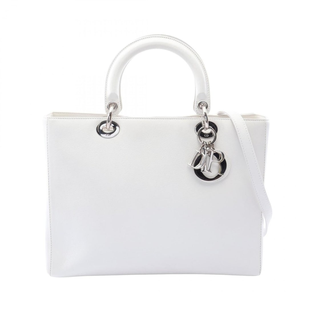 Christian Dior Dior Lady Large 2-Way Handbag, Leather, Women's, White: --- Catalog ---Category: SizeSize (HxWxD): 25cm x 32cm x 11cm / 9.84'' x 12.59'' x 4.33''Strap Length: 91cm / 35.82''Handle Length: 36cm / 14.17''Category: DesignType: HandbagColor: WhiteGender: Women