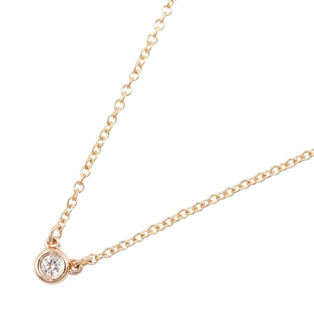 Tiffany & Co. By the Yard Diamond Necklace, 18K Pink Gold (PG), Diamond, Women's, Tone, Clear Tone: --- Catalog ---Category: SizeWeight: 1.8g / 0.06oz.Pendant Size: 3.6mm x 3.6mm / 0.14'' x 0.14''Neck Circumference: 32.5 cm / 12.79''Category: DesignColor: Clear, Pink goldStone: DiamondGender: WomenM