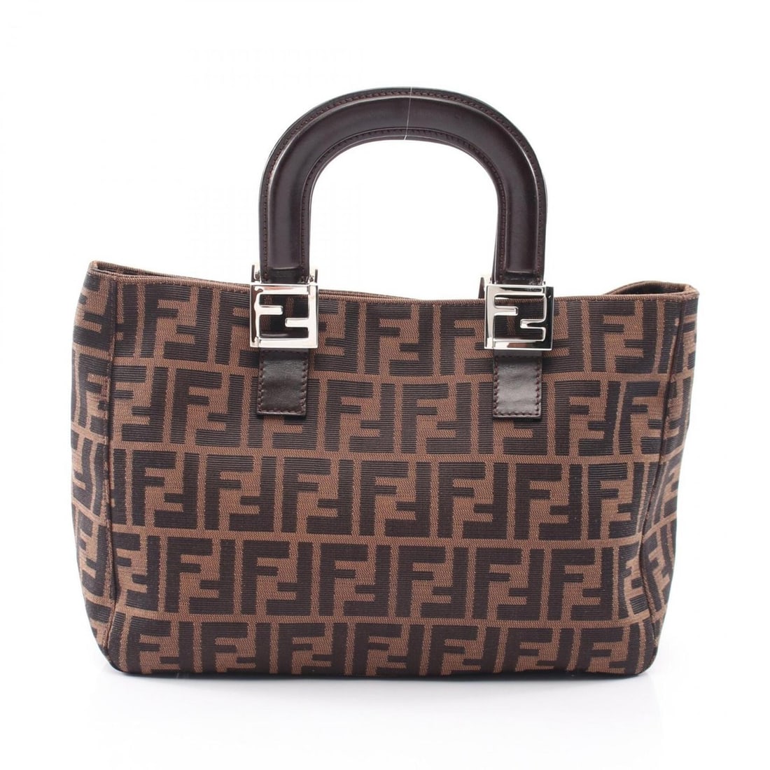 Fendi Zucca Tote Bag Handbag Canvas Leather Women's Brown/Black 26693: --- Catalog ---Category: SizeSize (HxWxD): 21cm x 30cm x 11.5cm / 8.26'' x 11.81'' x 4.52''Handle Length: 36cm / 14.17''Category: DesignType: Tote bagColor: Black, BrownGender: WomenMaterial: Canvas ,