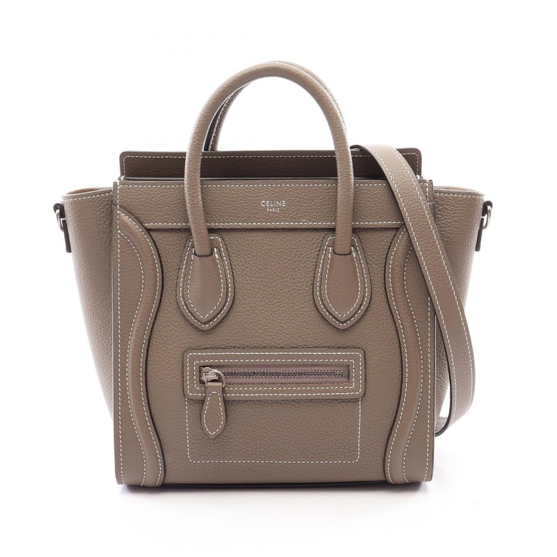Celine Luggage Nano Shopper 2-Way Handbag, Leather, Women's, Gray (1 of 13)
