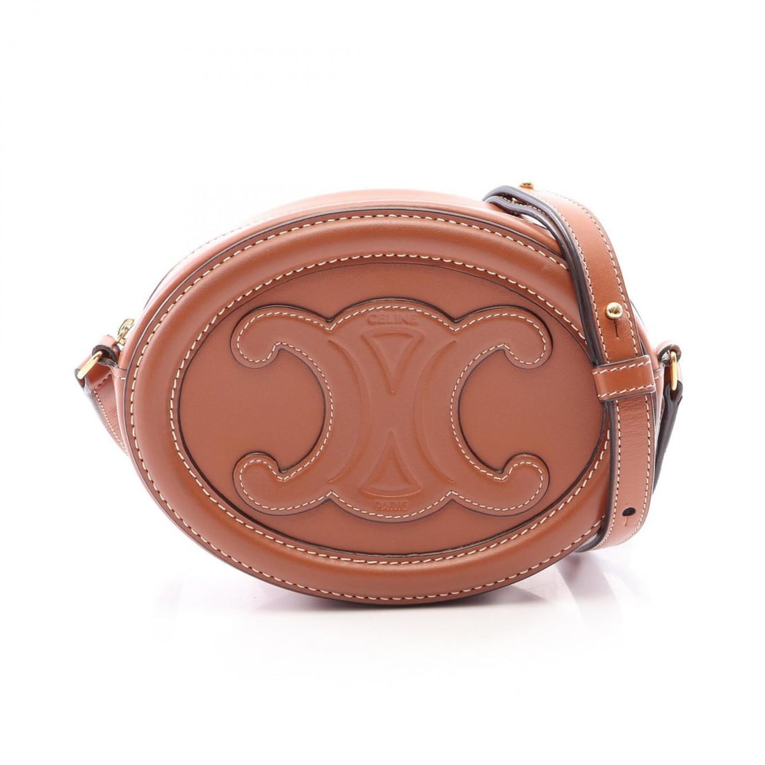 Celine Triomphe Oval Purse Cuile Shoulder Bag Handbag Leather Women's Brown 10I703DPQ.04LU (1 of 13)