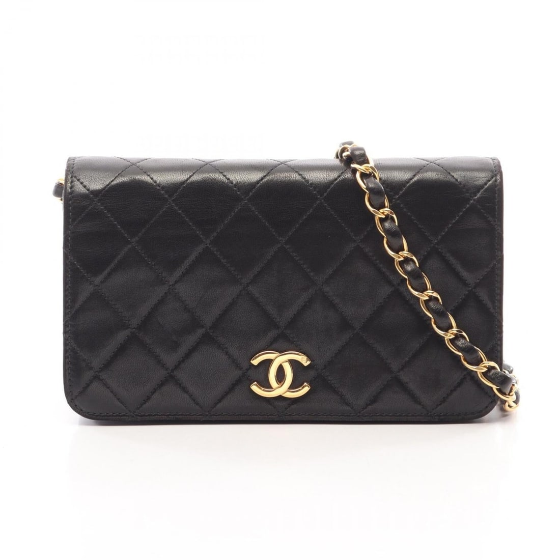 Chanel Mini Matelassé Full Flap Shoulder Bag/Handbag, Lambskin Leather, Women's, Black: --- Catalog ---Category: SizeSize (HxWxD): 11cm x 19cm x 6cm / 4.33'' x 7.48'' x 2.36''Category: DesignType: Handbag, Shoulder bagColor: BlackGender: WomenMaterial: Leather Hardware Color: GoldLeather