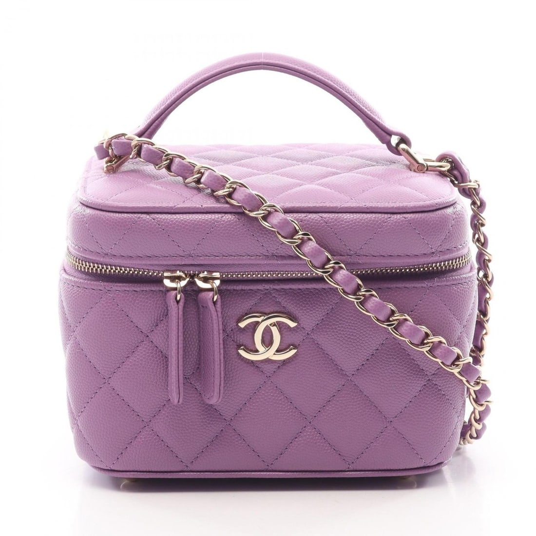 Chanel Matelassé Vanity Bag, 2-Way Handbag, Caviar Leather (Grained Calfskin), Women's, Purple,: --- Catalog ---Category: SizeSize (HxWxD): 12cm x 15cm x 12cm / 4.72'' x 5.9'' x 4.72''Category: DesignType: Handbag, Vanity bagColor: PurpleGender: WomenMaterial: Grained Calfskin Hardware Color: Gol