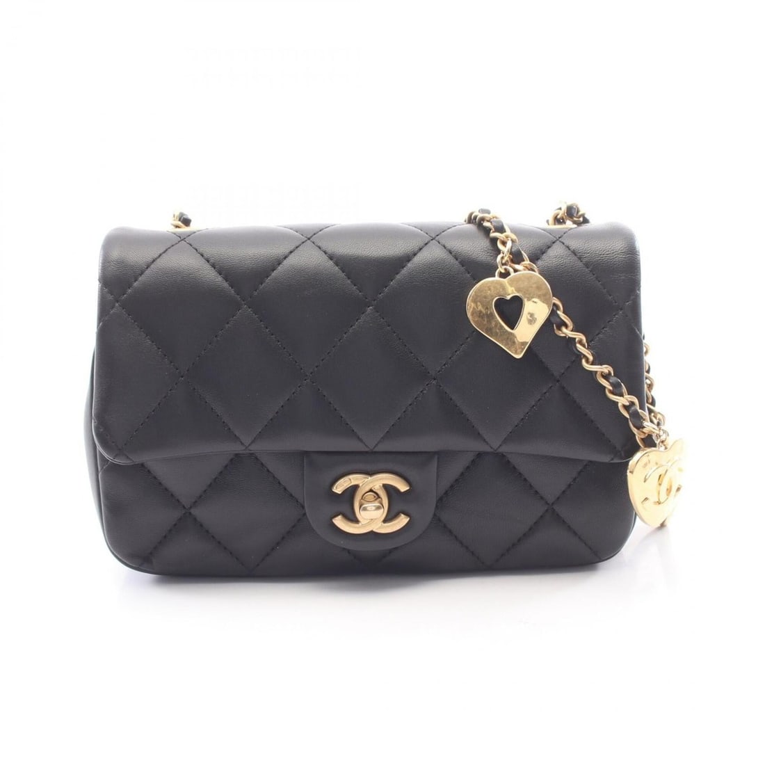 Chanel Matelassé Shoulder Bag/Handbag, Lambskin Leather, Women's, Black: --- Catalog ---Category: SizeSize (HxWxD): 13.5cm x 20cm x 6cm / 5.31'' x 7.87'' x 2.36''Category: DesignType: Handbag, Shoulder bagColor: BlackGender: WomenMaterial: Leather Hardware Color: GoldLeath