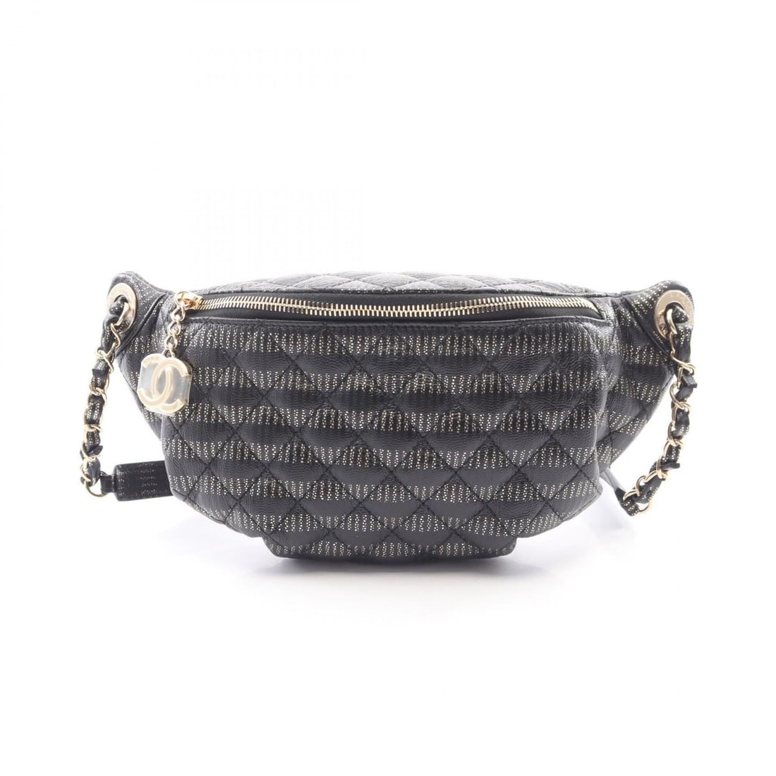 Chanel Matelassé Waist Bag/Body Bag/Handbag, Leather, Women's, Black (AS0836): --- Catalog ---Category: SizeSize (HxWxD): 15cm x 29cm x 4cm / 5.9'' x 11.41'' x 1.57''Category: DesignType: Fanny pack, HandbagColor: BlackGender: WomenMaterial: Leather Hardware Color: GoldCategory: