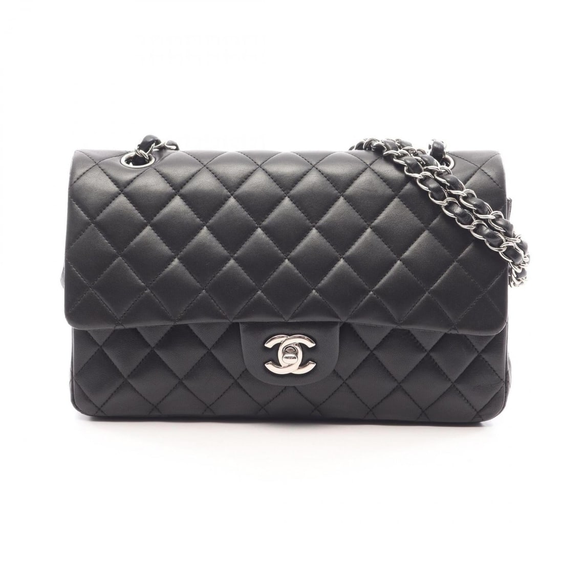 Chanel Matelassé Double Flap Shoulder Bag/Handbag, Lambskin Leather, Women's, Black (1 of 18)