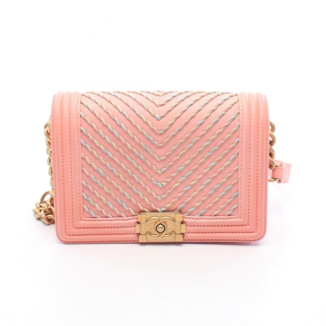 Chanel Boy By the Sea Flap Chain Shoulder Bag, Waist Body Handbag, Lambskin Leather, Women's, Pink: --- Catalog ---Category: SizeSize (HxWxD): 13cm x 18.5cm x 4cm / 5.11'' x 7.28'' x 1.57''Category: DesignType: Fanny pack, Handbag, Shoulder bagColor: PinkGender: WomenMaterial: Leather Hardware Color