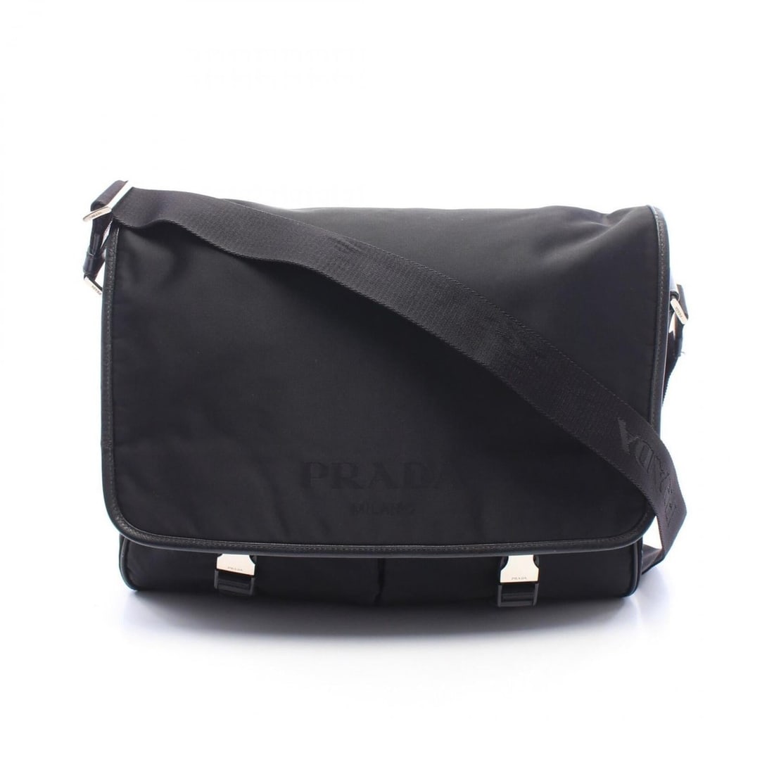 Prada messenger bag, shoulder handbag, nylon, leather, men's, women's, black.: --- Catalog ---Category: SizeSize (HxWxD): 28cm x 35cm x 8.5cm / 11.02'' x 13.77'' x 3.34''Strap Length: 73.5cm - 135cm / 28.93'' - 53.14''Category: DesignType: Messenger bag, Shoulder bagColor: Black