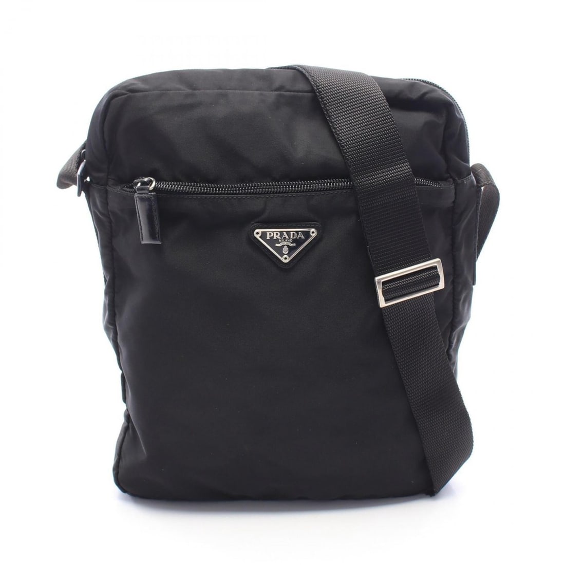 Prada Triangle Logo Shoulder Bag/Handbag, Nylon and Leather, Women's, Black: --- Catalog ---Category: SizeSize (HxWxD): 28cm x 23cm x 7cm / 11.02'' x 9.05'' x 2.75''Strap Length: 72cm - 125cm / 28.34'' - 49.21''Category: DesignType: Handbag, Shoulder bagColor: BlackGender: Wom
