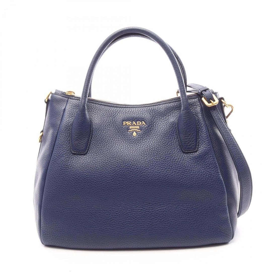Prada VIT DAINO 2-Way Tote Bag/Handbag, Leather, Women's, Navy, BR4992 (1 of 13)