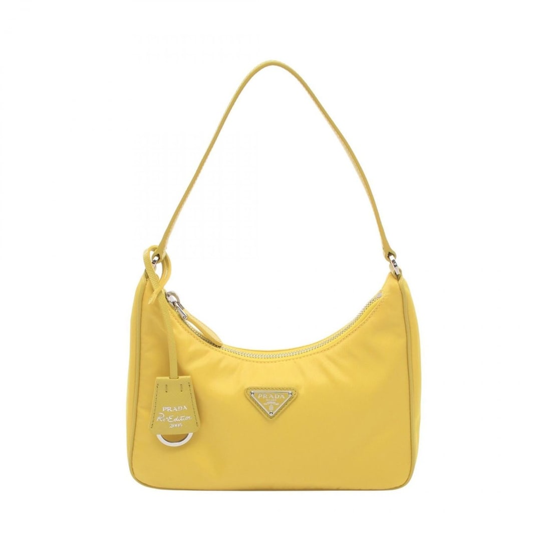 Prada TESSUTO+SAFFIANO Handbag, Nylon and Saffiano Leather, Women's, Yellow, 1NE204 (1 of 13)