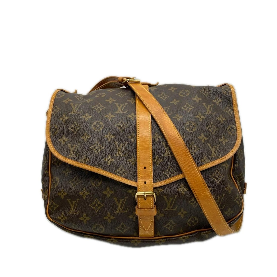 LOUIS VUITTON Monogram Saumur 35 M42254 Shoulder Bag Brown Beige Leather Women's: --- Catalog ---Category: SizeSize (HxWxD): 27cm x 35cm x 23cm / 10.62'' x 13.77'' x 9.05''Strap Length: 126cm / 49.6''Category: DesignType: Shoulder bagColor: Beige, BrownGender: WomenClosure: BeltMat