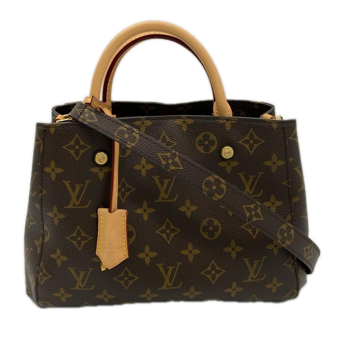LOUIS VUITTON Monogram Montaigne BB M41055 Handbag Shoulder Bag Brown Beige Leather Women's (1 of 20)