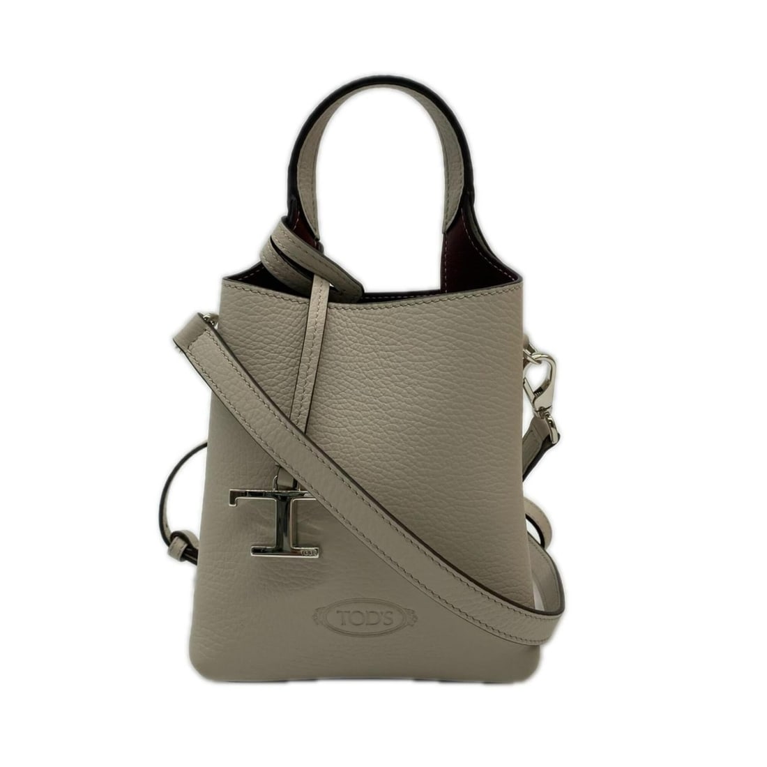 Tod's TOD’S FLORIDA DOUBLE MICRO Shoulder Bag, Micro, XBWAPAT9000QRI, Beige/Bordeaux, Hammered: --- Catalog ---Category: SizeSize (HxWxD): 16cm x 13cm x 7.5cm / 6.29'' x 5.11'' x 2.95''Strap Length: 113cm / 44.48''Handle Length: 21cm / 8.26''Category: DesignType: Shoulder bagColor: Beige, Bordea