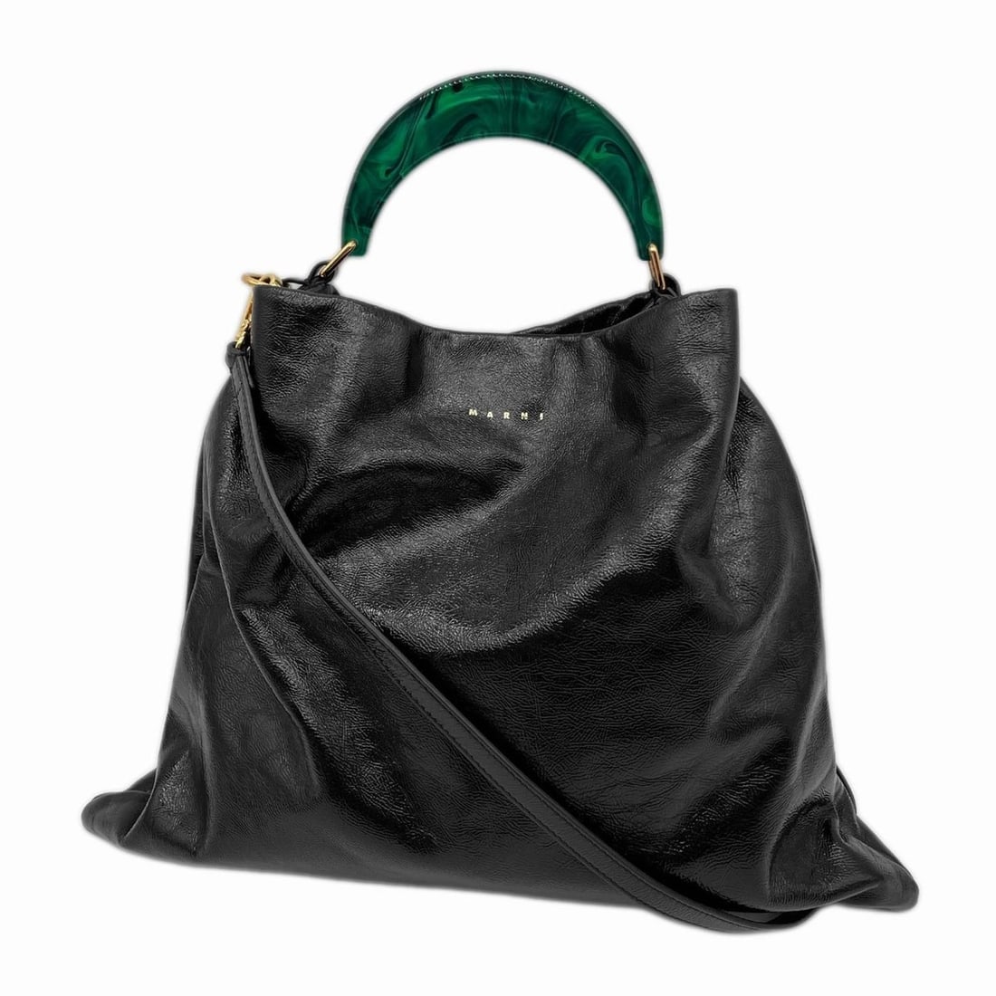 MARNI Venice VENICE Handbag Hobo Patent Leather Medium Black Women's: --- Catalog ---Category: SizeSize (HxWxD): 35cm x 44cm x 2cm / 13.77'' x 17.32'' x 0.78''Category: DesignType: HandbagColor: BlackGender: WomenMaterial: Patent leather Category: GeneralBrand: Marni---