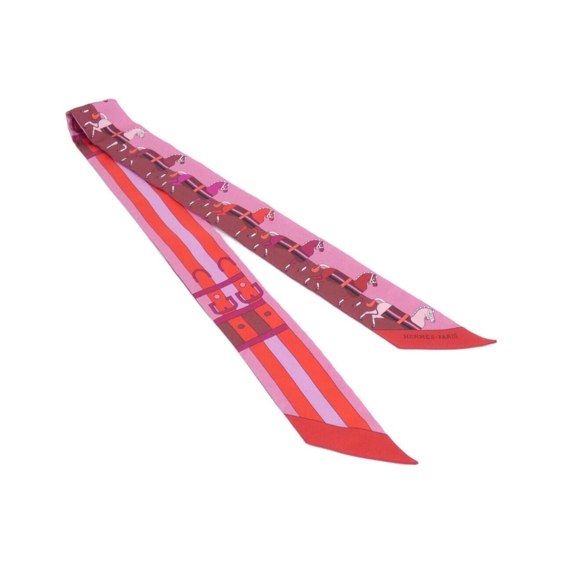 Hermes ROCABAR Twilly 062708S Scarf Muffler: --- Catalog ---Category: SizeSize (LxW): 86cm x 5cm / 33.85'' x 1.96''Category: DesignType: ScarfColor: Bordeaux, Pink, Red colorMaterial: Silk Category: GeneralMPN: 062708SBrand: Hermes--- Item List 