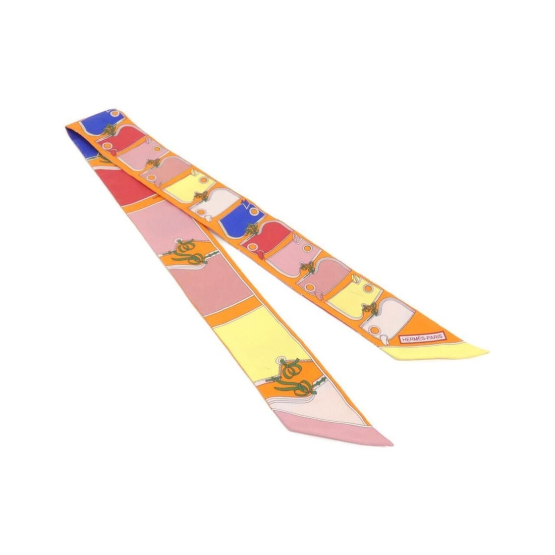 Hermes CAMAILS Twilly 063358S Scarf Muffler: --- Catalog ---Category: SizeSize (LxW): 86cm x 5cm / 33.85'' x 1.96''Category: DesignType: ScarfColor: Blue, OrangeGender: WomenMaterial: Silk Category: GeneralMPN: 063358SBrand: Hermes--- Item List