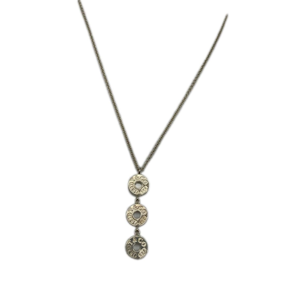 TIFFANY&Co. Tiffany Three Drop Circle Chain Necklace, SV925 Silver, Women's: --- Catalog ---Category: SizePendant Size: 33mm x 8mm / 1.29'' x 0.31''Neck Circumference: 40 cm / 15.74''Category: DesignColor: SilverGender: WomenMaterial: SilverNecklace Type: NecklaceCategory: Gen