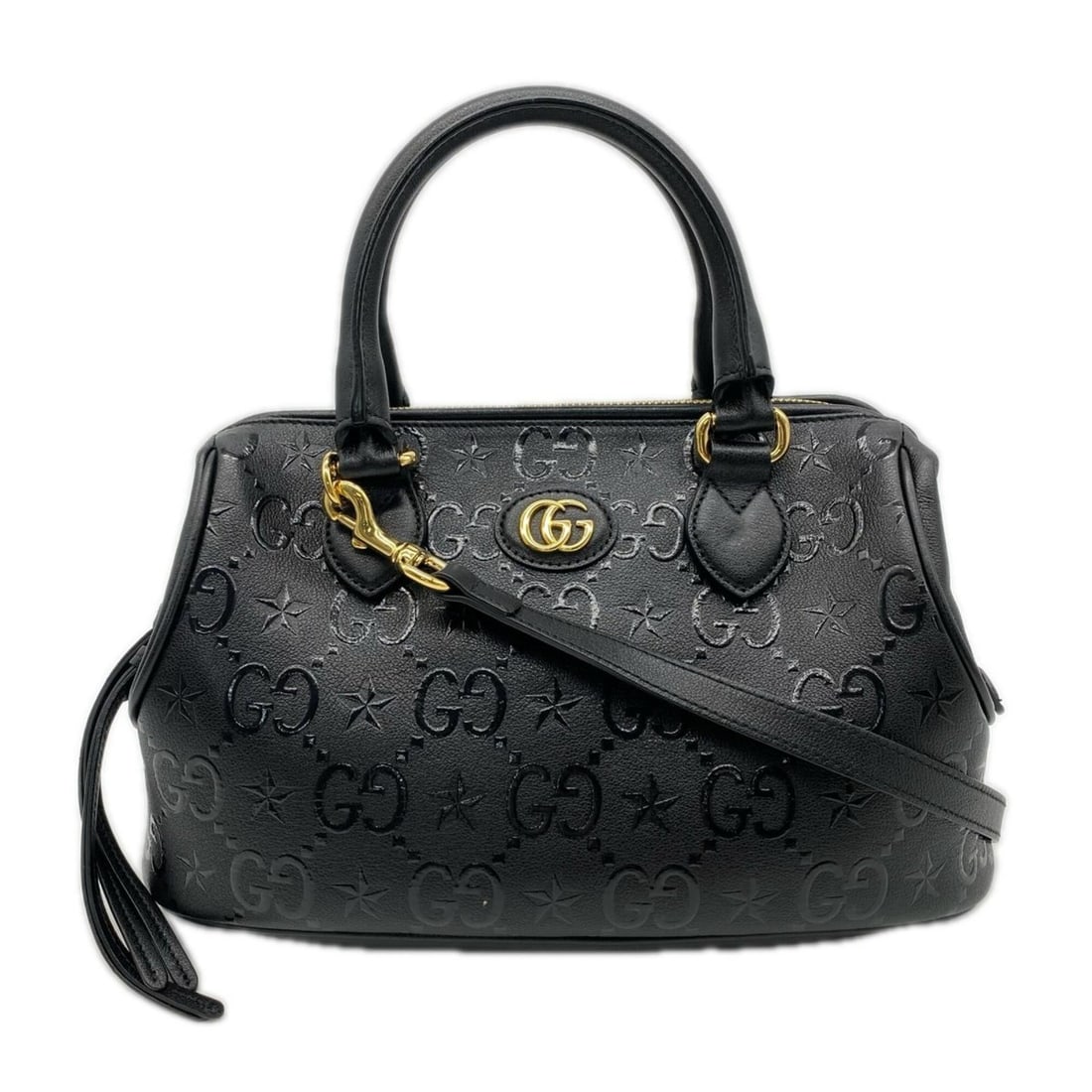 GUCCI GG Embossed Star Medium Handbag 675773 Shoulder Bag Brown Beige Leather Women's: --- Catalog ---Category: SizeSize (HxWxD): 17cm x 29cm x 14cm / 6.69'' x 11.41'' x 5.51''Strap Length: 100cm / 39.36''Handle Length: 31cm / 12.2''Category: DesignType: Handbag, Shoulder bagColor: