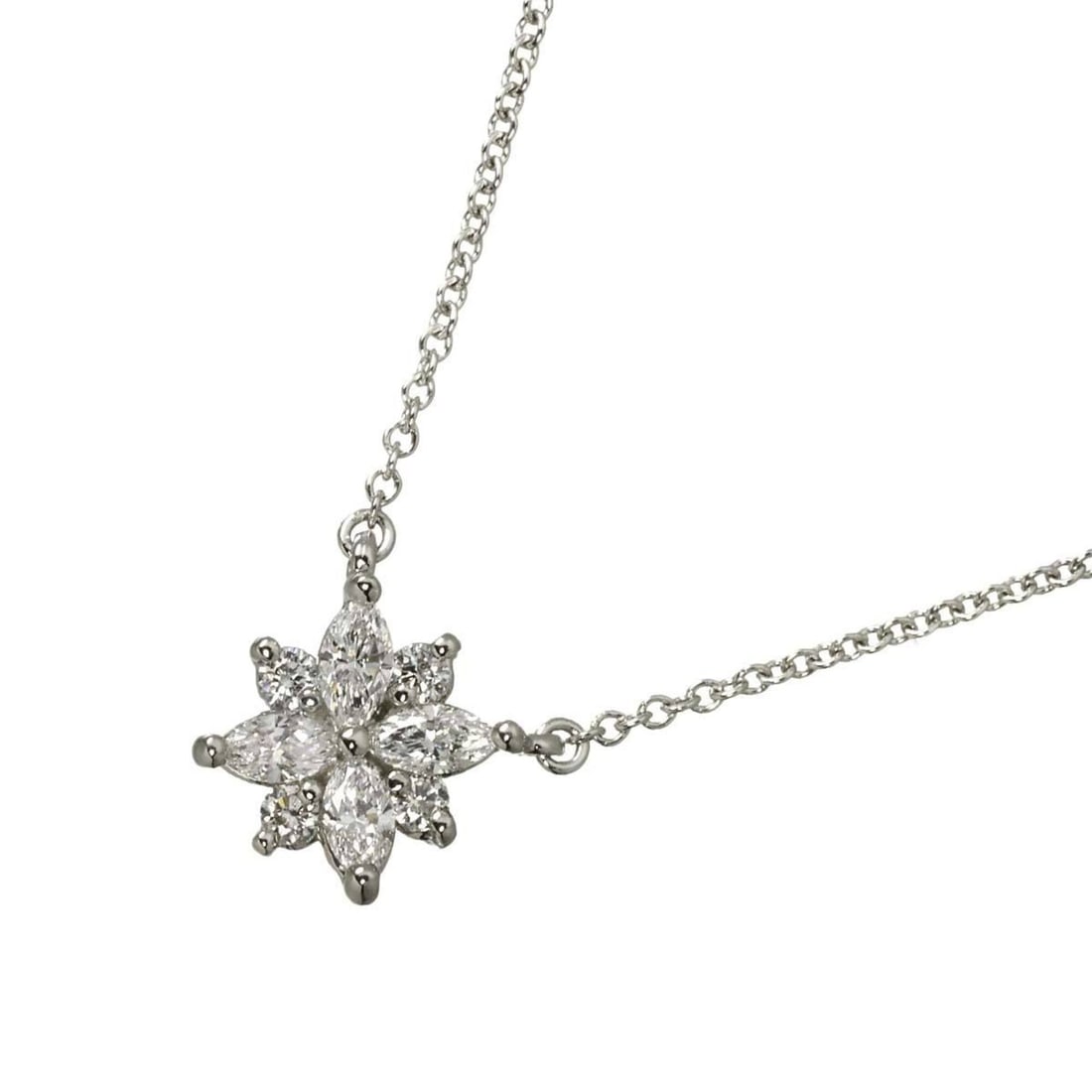 Tiffany & Co. Victoria Cluster Diamond Necklace, 40cm, Platinum, Flower Design: --- Catalog ---Category: SizePendant Size: 8.6mm x 8.5mm / 0.33'' x 0.33''Neck Circumference: 40 cm / 15.74''Category: DesignGender: WomenMaterial: Platinum 950Necklace Type: NecklaceCategory: General