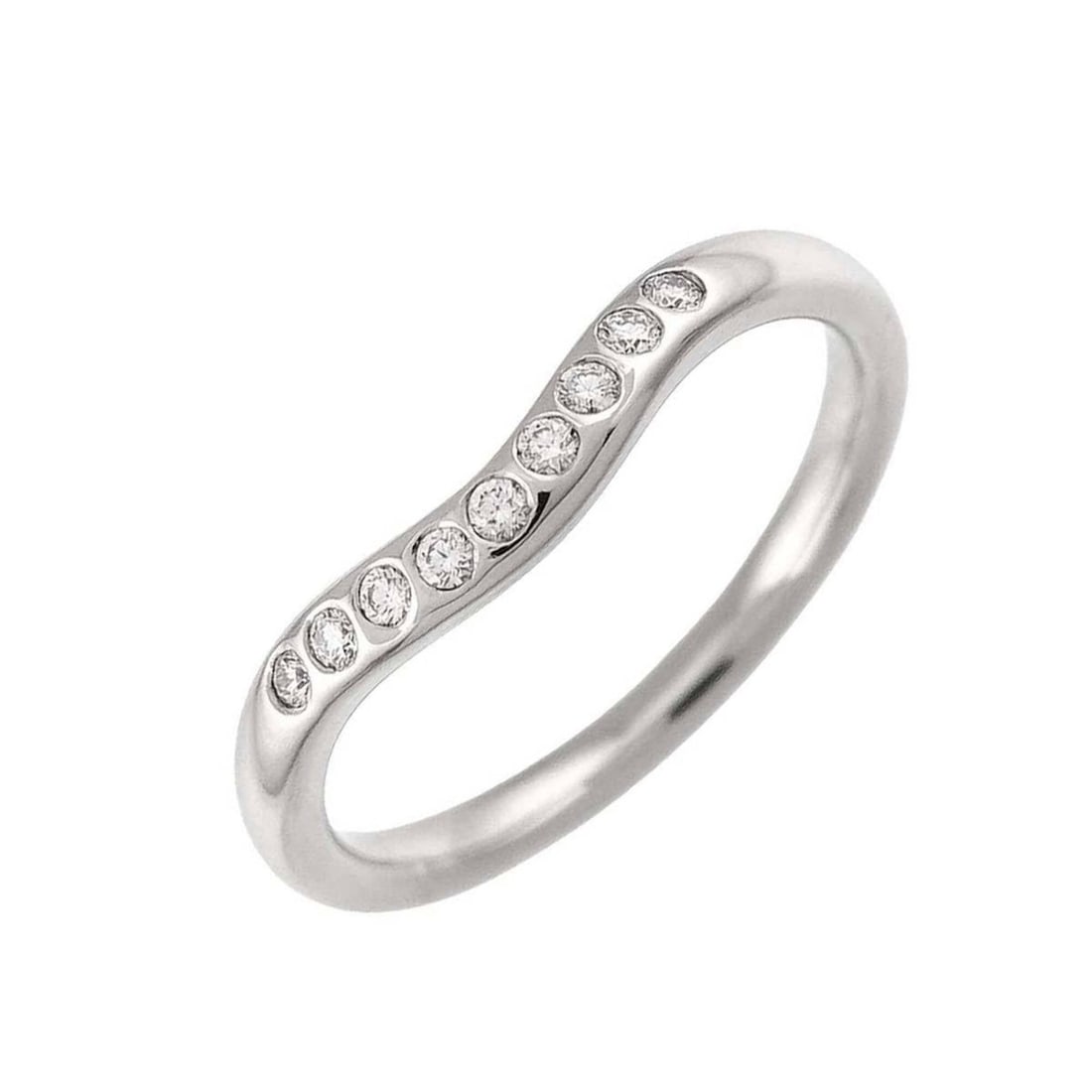 Tiffany & Co. Curved Band Ring with Diamonds, Platinum.: --- Catalog ---Category: SizeJP Size: 7US Size: 4Category: DesignType: Band ringGender: WomenMaterial: Platinum 950Category: GeneralBrand: Tiffany--- Item List ---Section: ConditionRanking: Rank SA Us