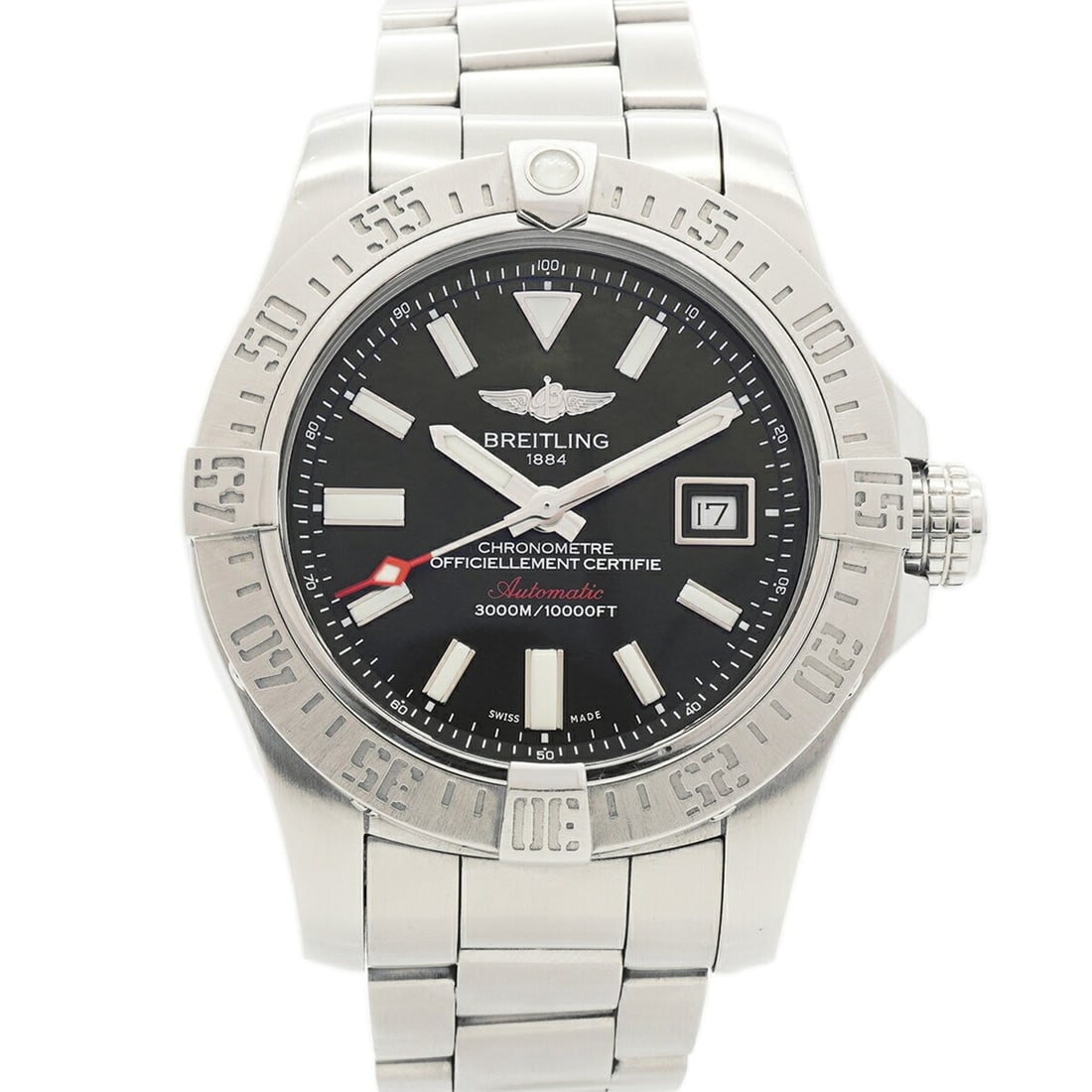 Breitling Avenger II Seawolf A1733110 A17331 Black Dial Men's Watch: --- Catalog ---Category: SizeWrist Size: 18.5cm / 7.28''Case Diameter: 44mm / 1.73''Category: DesignType: WristwatchGender: MenColor (Dial): BlackMaterial (Band): Stainless steelCategory: GeneralMPN: 