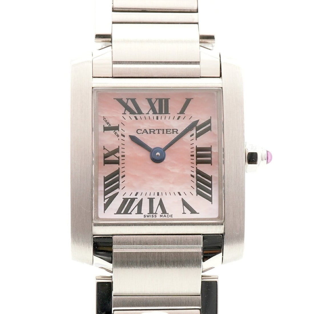 Cartier Tank Française SM W51028Q3 Pink Dial Women's Watch: --- Catalog ---Category: SizeWrist Size: 14cm / 5.51''Case Diameter: 20.2mm / 0.8''Category: DesignType: WristwatchGender: WomenColor (Dial): PinkMaterial (Band): Stainless steelCategory: GeneralMPN: 