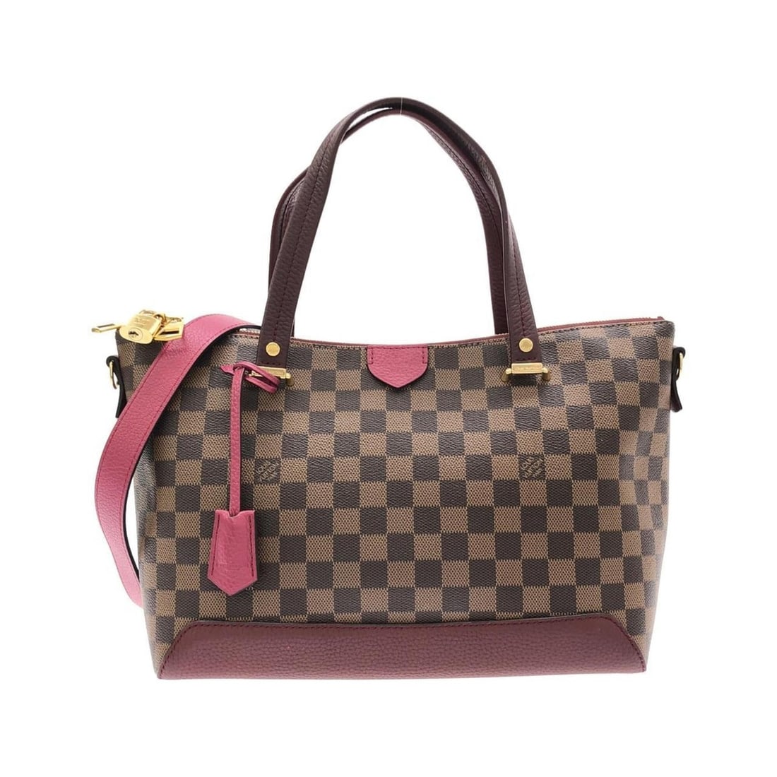 Louis Vuitton Damier Hyde Park N41015 Handbag: --- Catalog ---Category: SizeSize (HxWxD): 23cm x 31cm x 14cm / 9.05'' x 12.2'' x 5.51''Category: DesignType: HandbagColor: Ebene, FuchsiaGender: Women,MenMaterial: Coated canvas , Leather Category: G