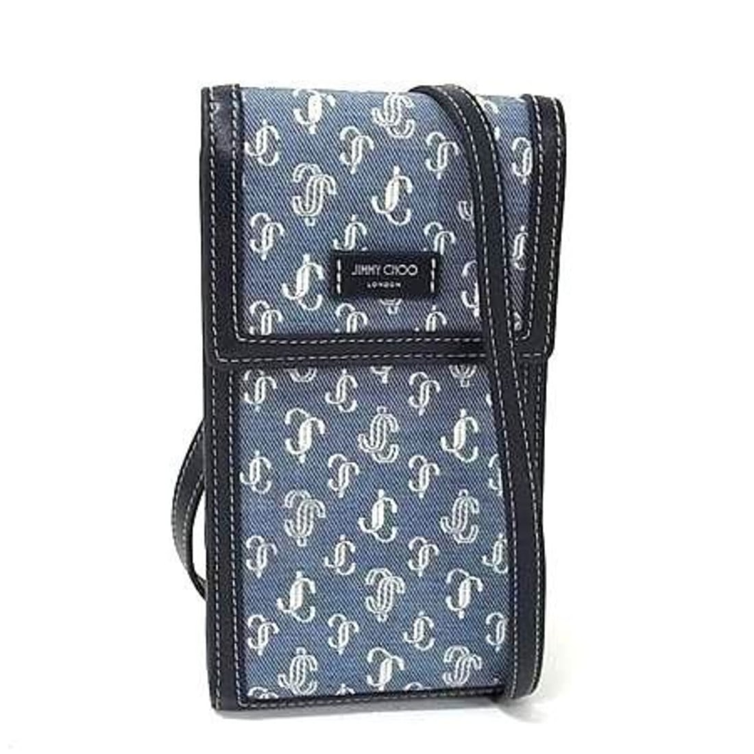 JIMMY CHOO Shoulder Bag JC Monogram Phone Blue x Navy Denim Leather Women's Pouch: --- Catalog ---Category: SizeSize (HxWxD): 18.5cm x 10cm x 3cm / 7.28'' x 3.93'' x 1.18''Category: DesignType: Pochette, Shoulder bagColor: Blue, NavyGender: WomenMaterial: Leather , Denim Category: G
