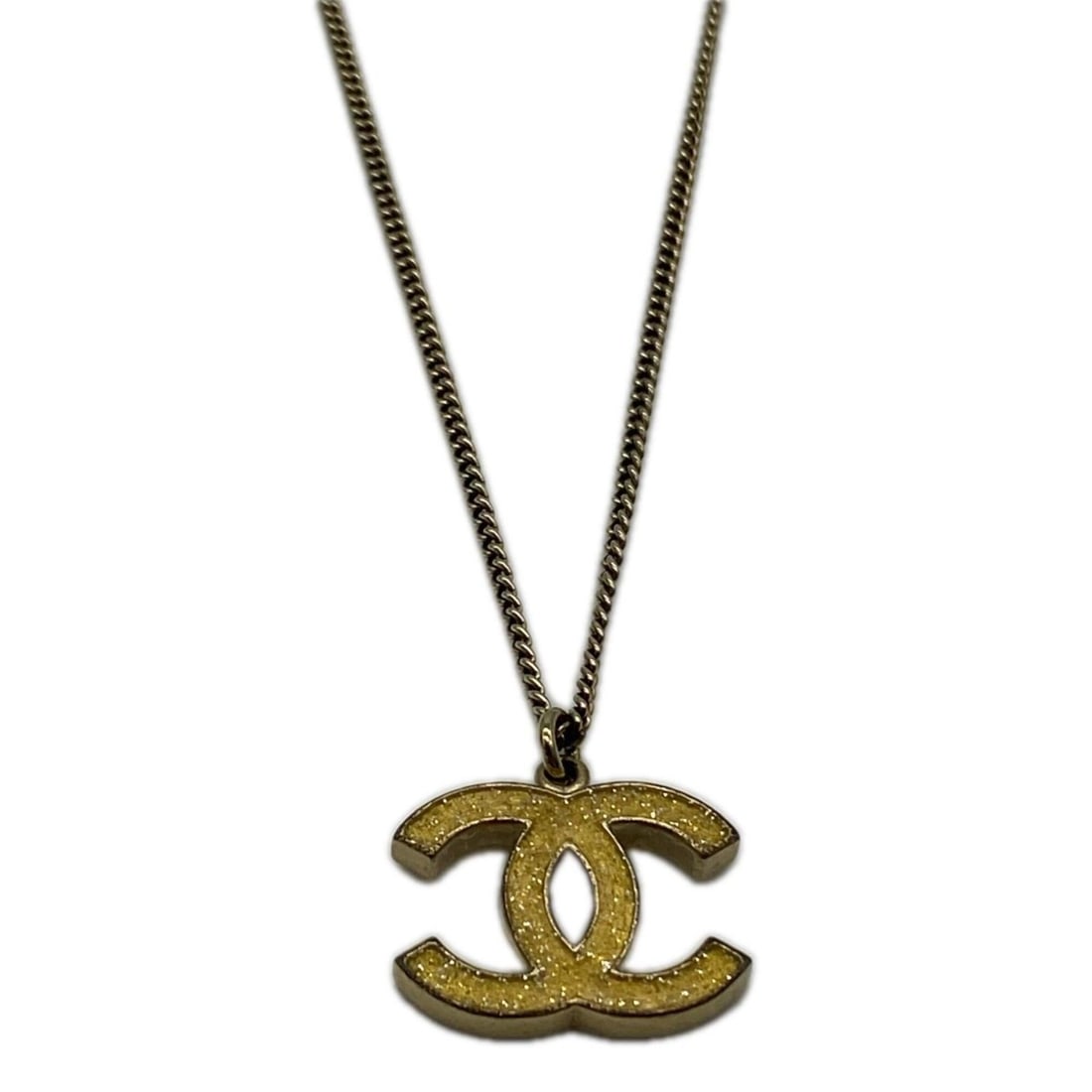 CHANEL Coco Mark Glitter Necklace, Gold GP, Women's: --- Catalog ---Category: SizePendant Size: 15mm x 20mm / 0.59'' x 0.78''Neck Circumference: 44.5 cm / 17.51''Category: DesignColor: GoldGender: WomenNecklace Type: NecklaceCategory: GeneralBrand: Chan