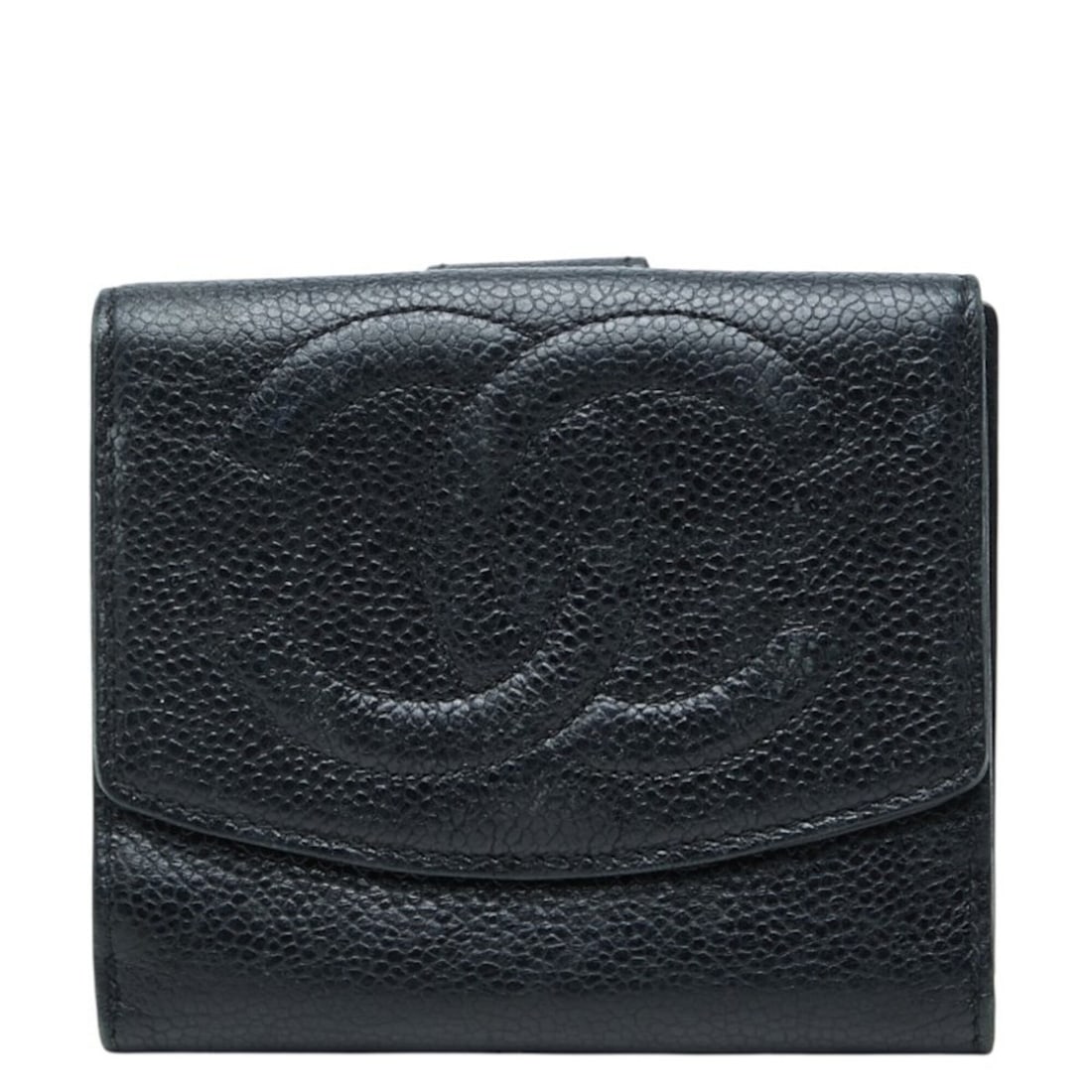 Chanel Coco Mark Bi-fold Wallet, Black Caviar Leather, Women's CHANEL: --- Catalog ---Category: SizeSize (HxWxD): 10cm x 11.5cm x 1.5cm / 3.93'' x 4.52'' x 0.59''Category: DesignType: Wallet (bi-fold)Color: BlackGender: WomenMaterial: Grained Calfskin Category: GeneralBr