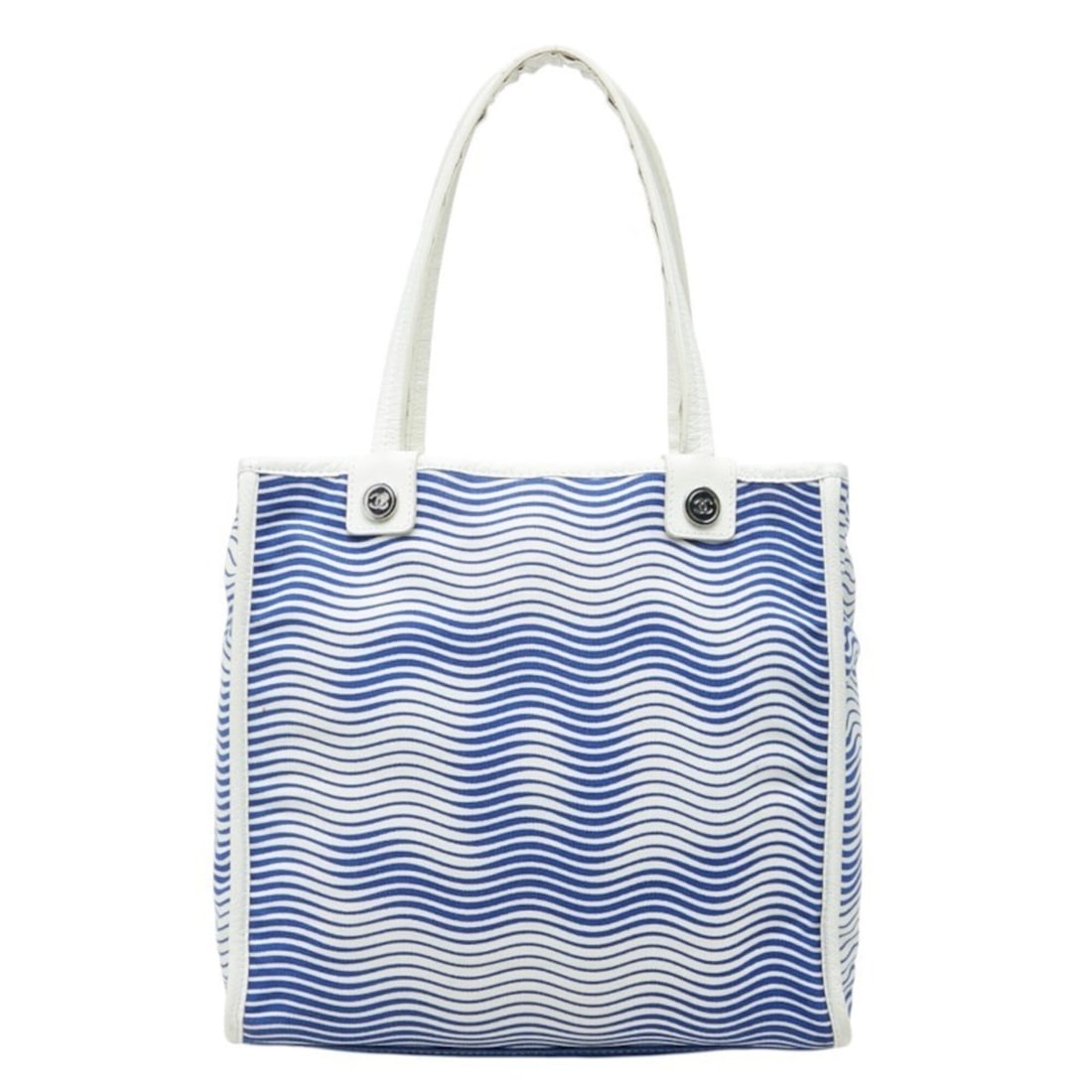 Chanel Magic CC Tote Bag, Blue and White Canvas Leather, Women's CHANEL: --- Catalog ---Category: SizeSize (HxWxD): 26.5cm x 27.5cm x 10cm / 10.43'' x 10.82'' x 3.93''Category: DesignType: Tote bagColor: Blue, WhiteGender: WomenMaterial: Canvas , Leather Category: GeneralB