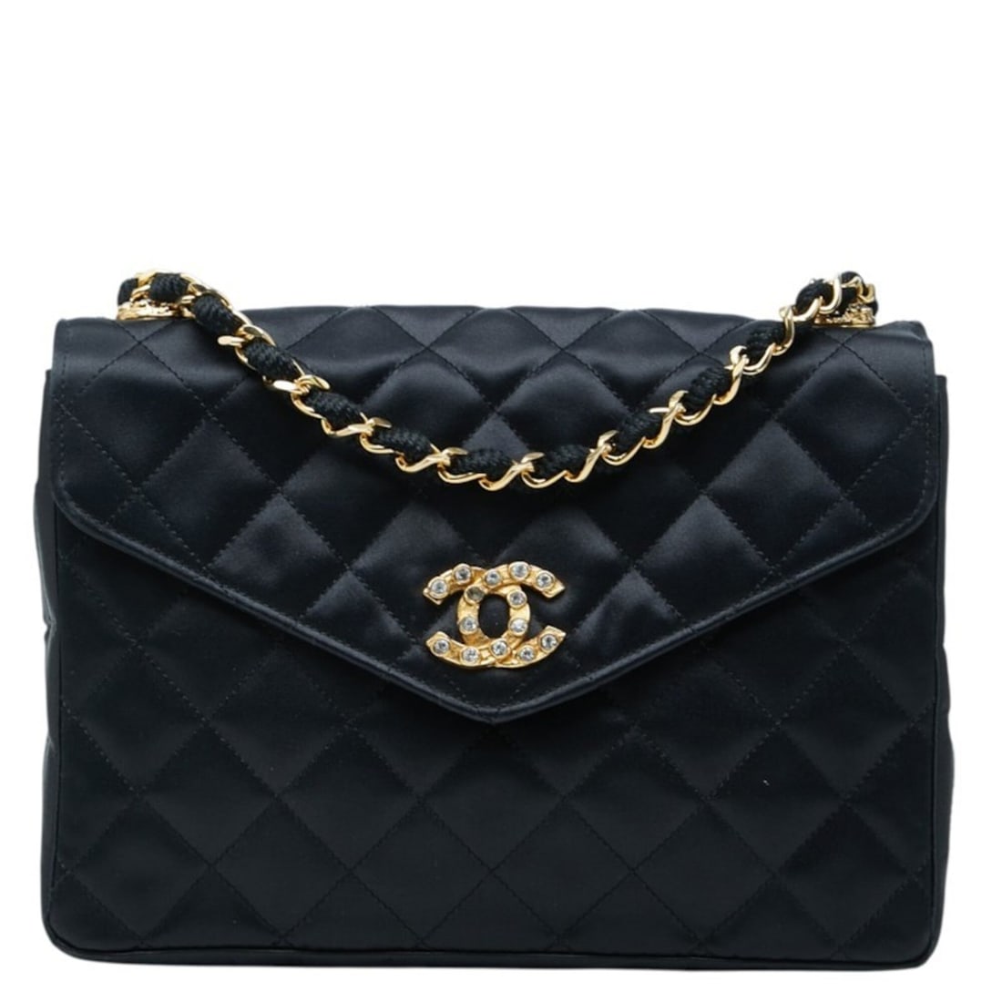 Chanel Matelassé Coco Mark Bijou Crossbody Chain Shoulder Bag Black Satin Women's CHANEL: --- Catalog ---Category: SizeSize (HxWxD): 16cm x 21cm x 4.5cm / 6.29'' x 8.26'' x 1.77''Category: DesignType: Shoulder bagColor: BlackGender: WomenMaterial: Satin Category: GeneralBrand: Chanel--- It